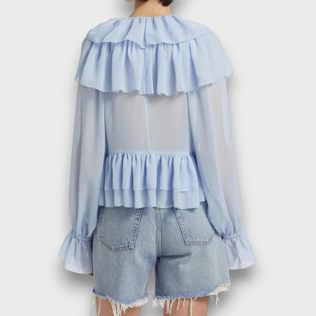 Elorie – Playful Ruffle Blouse with Retro Flair