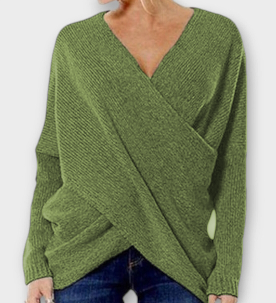 Hevelin – Crossed sweater with V-neck