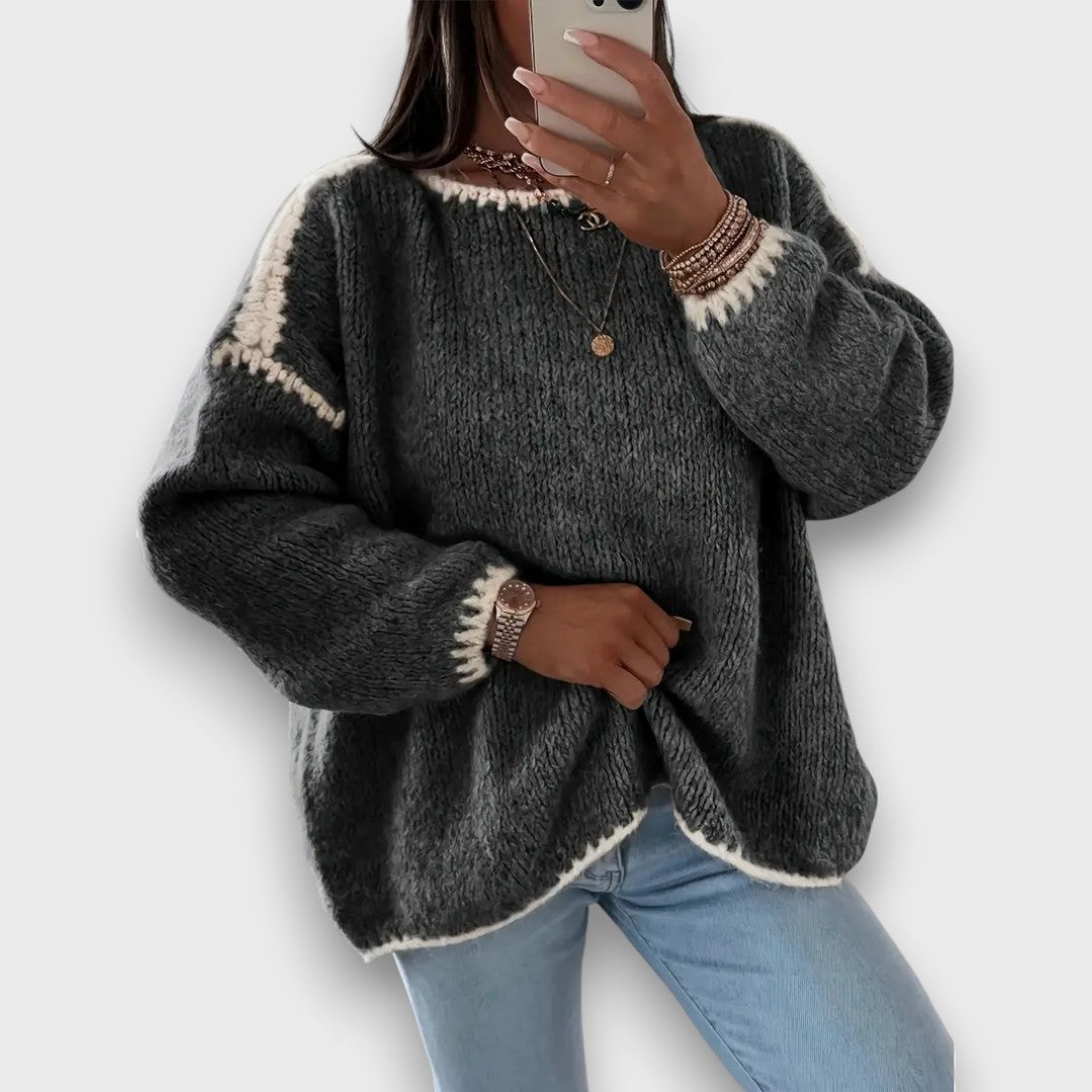 Mirellan– Cozy Contrast Knit Sweater