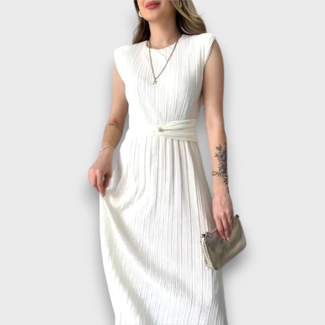Nirelle – Pleated Midi Dress with Waist Detail