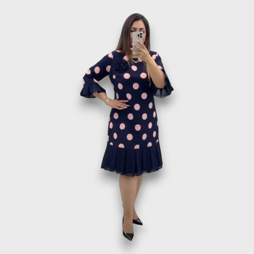 Elvaira – Pleated Polka Dot Dress