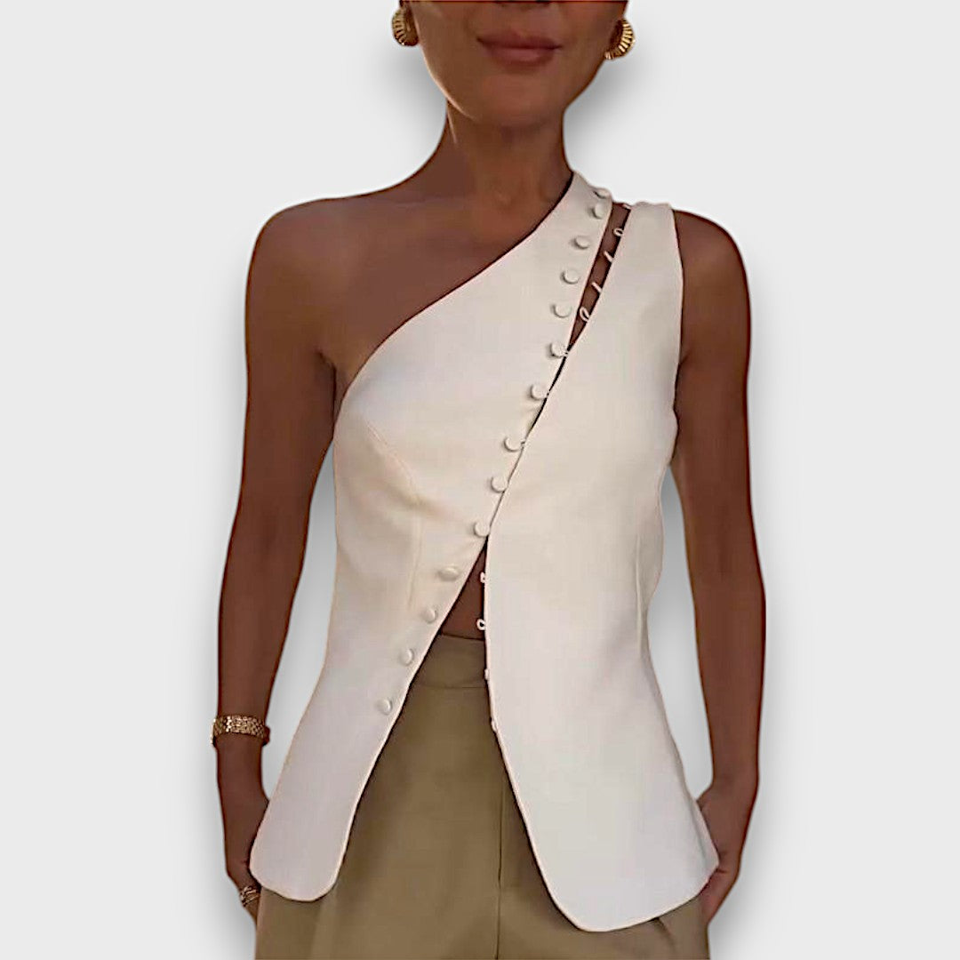 Elanor – Asymmetric Top with Button Detail