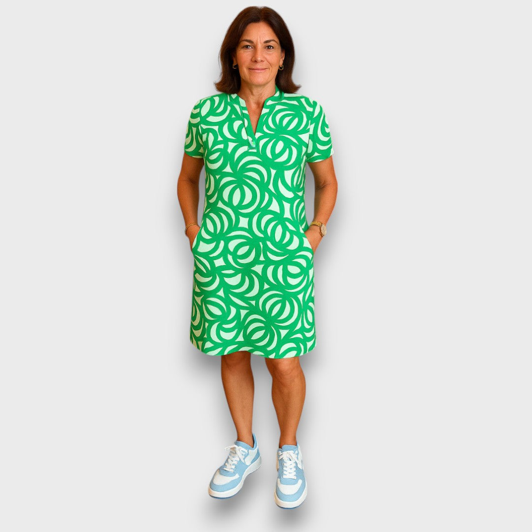 Serena – Printed V-Neck Dress for Effortless Elegance