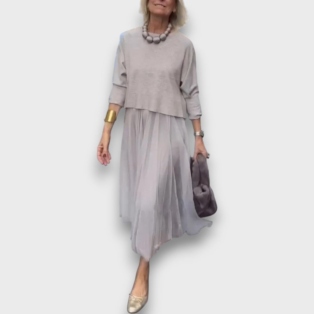 Alex – Elegant Knit-Tulle Layered Dress