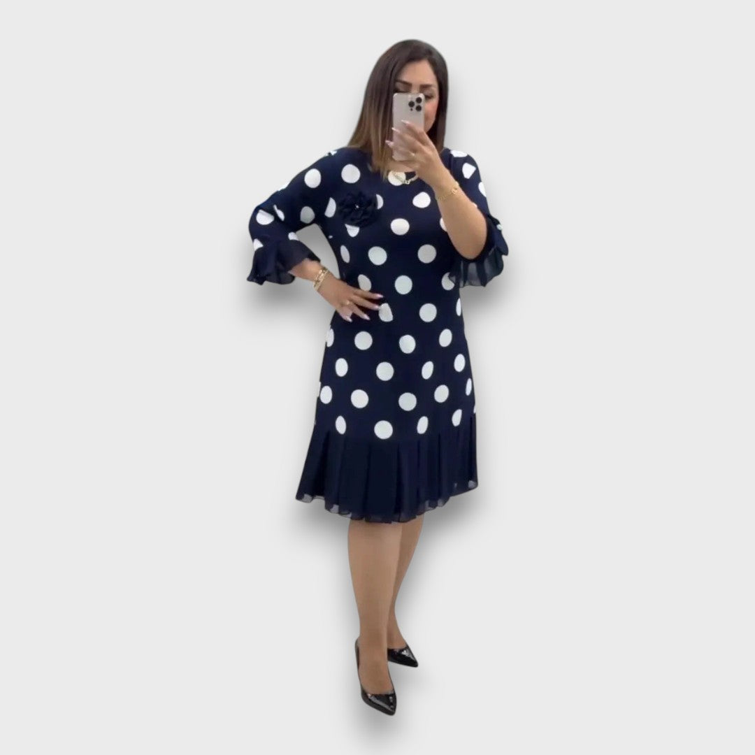 Elvaira – Pleated Polka Dot Dress