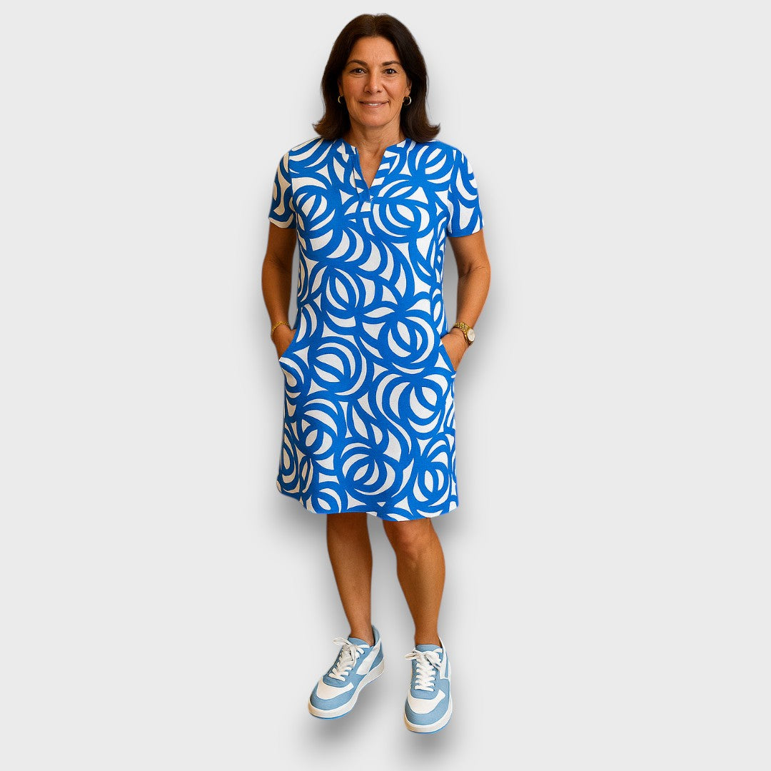 Serena – Printed V-Neck Dress for Effortless Elegance