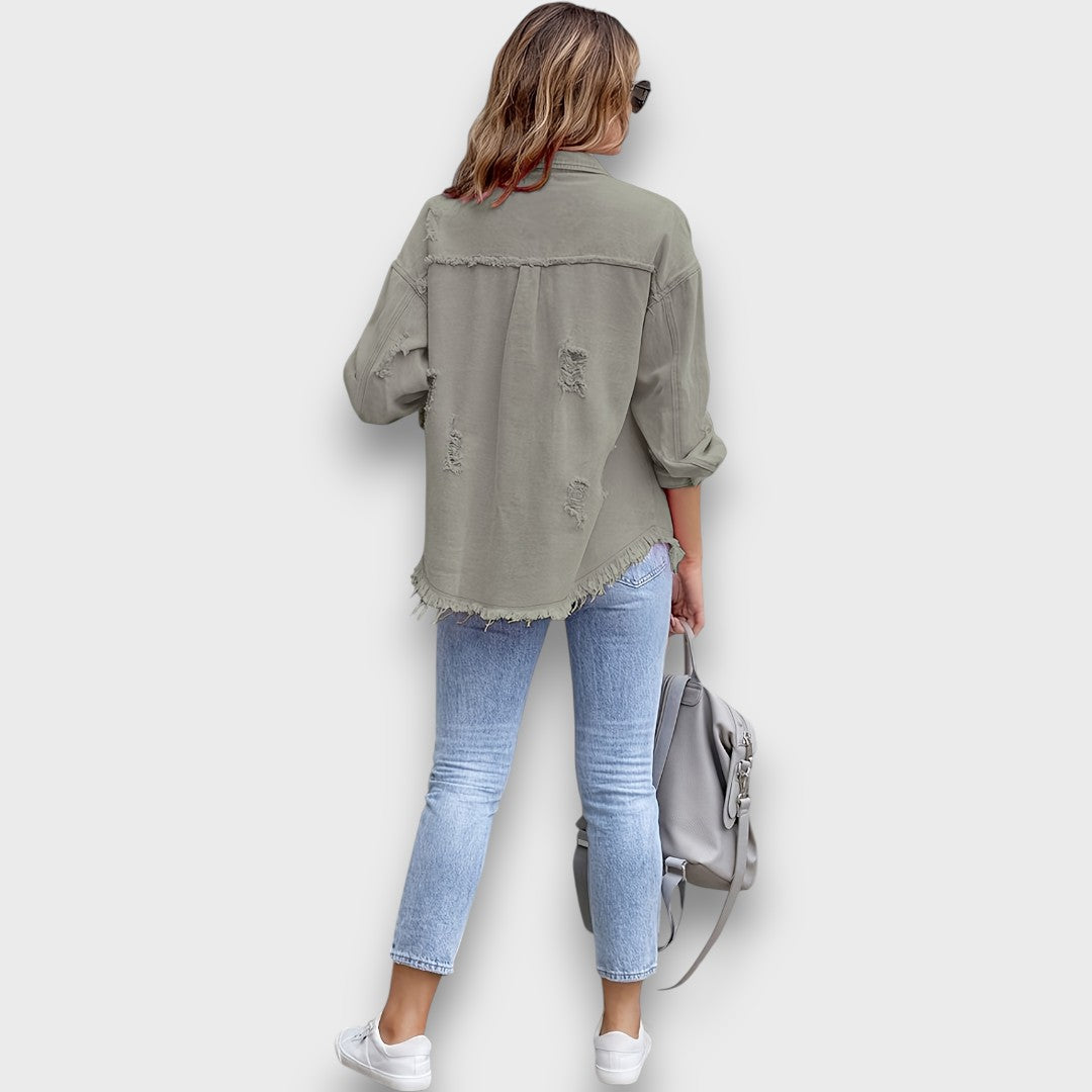 Neraya – Frayed Hem Overshirt