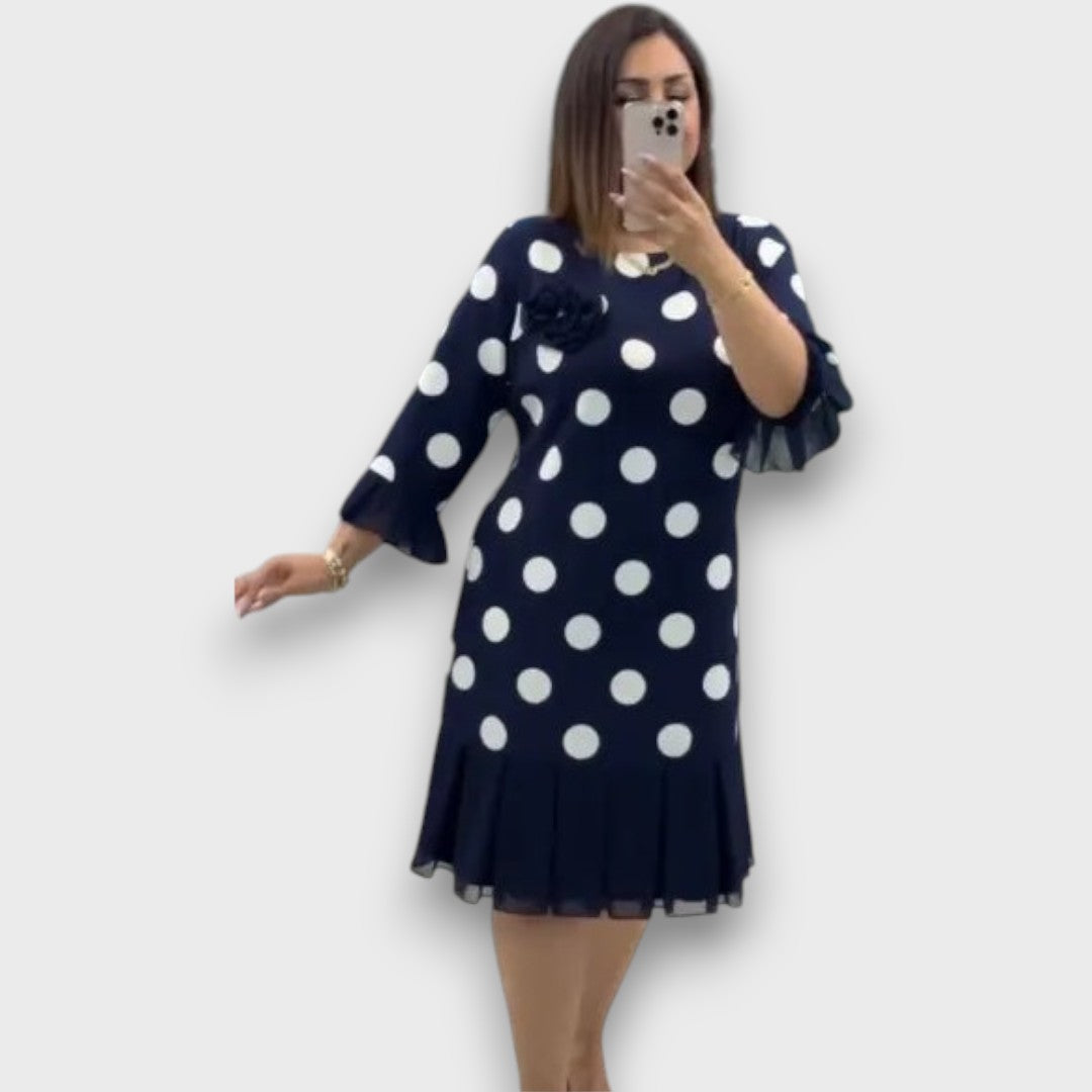 Elvaira – Pleated Polka Dot Dress