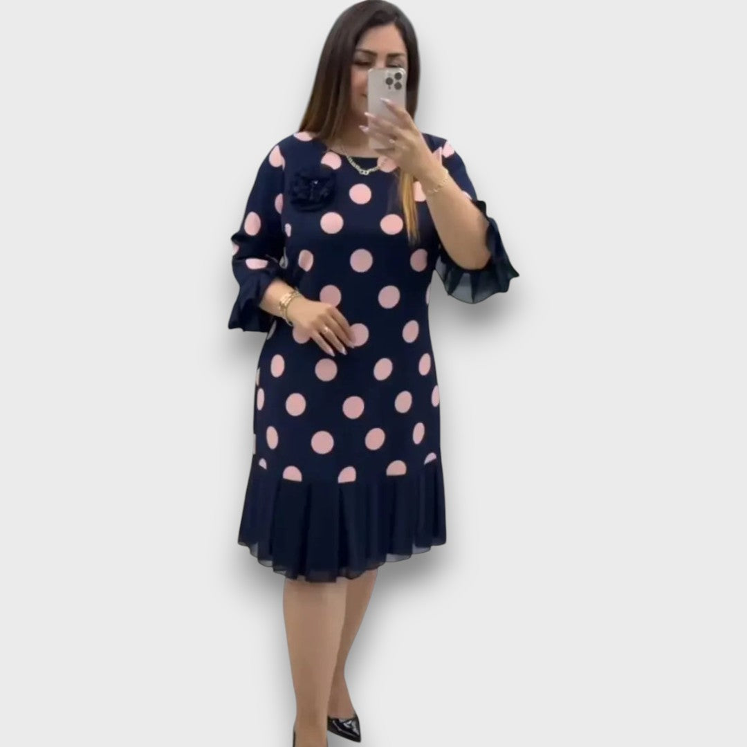Elvaira – Pleated Polka Dot Dress