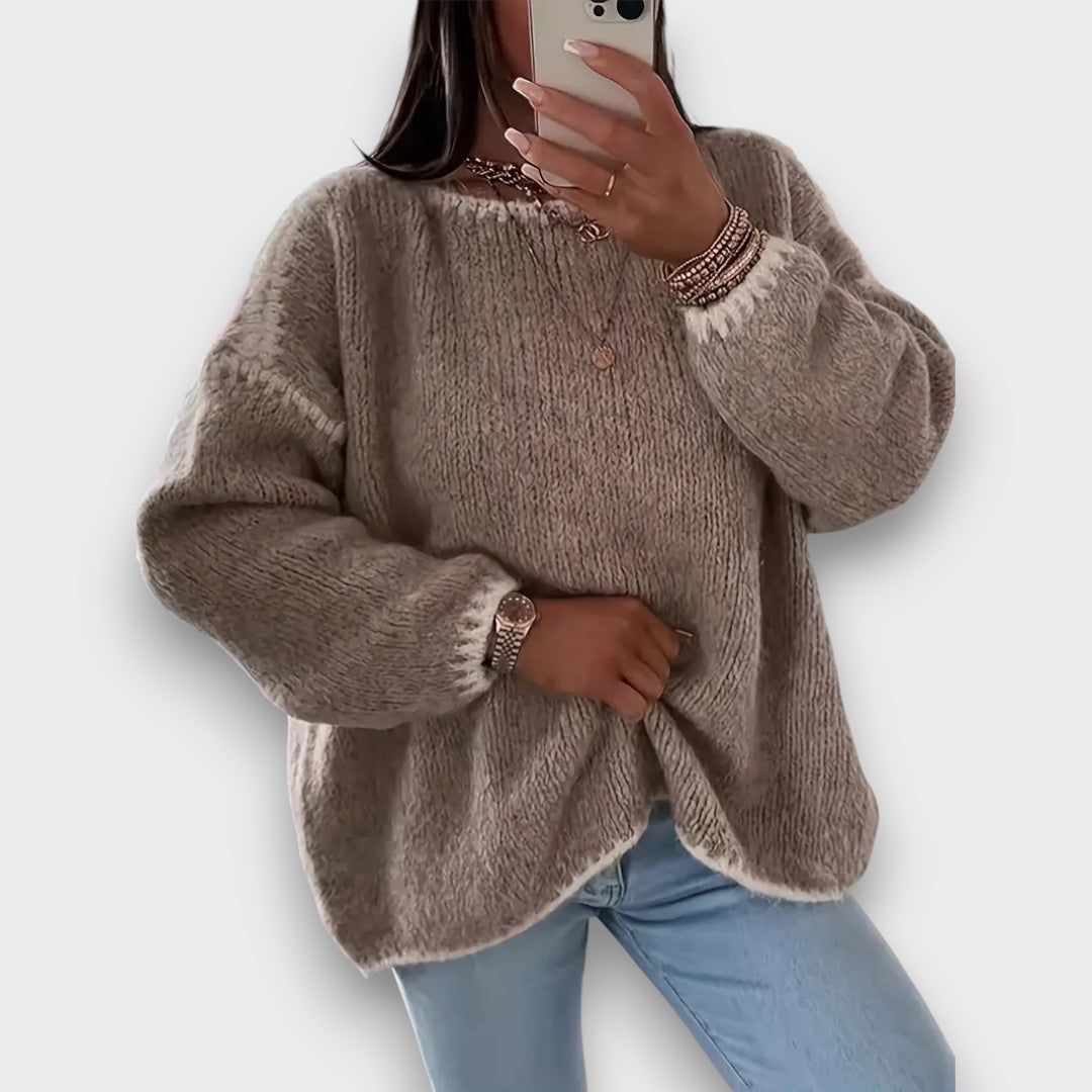 Mirellan– Cozy Contrast Knit Sweater