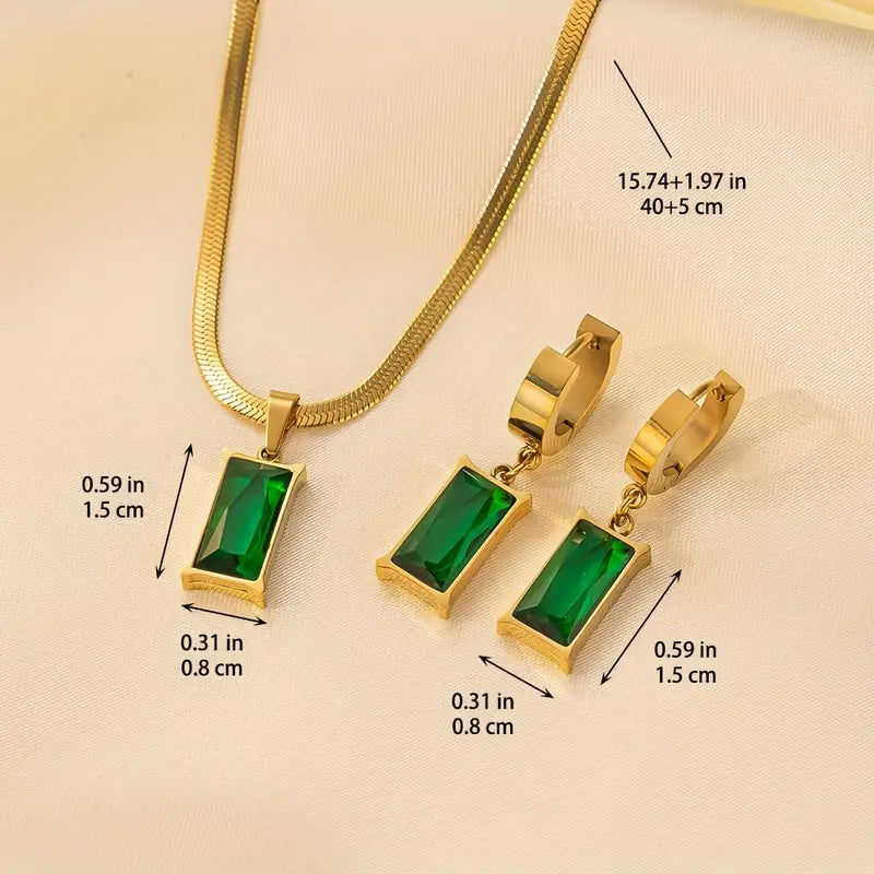 Elvine – Emerald Geometry Jewelry Set