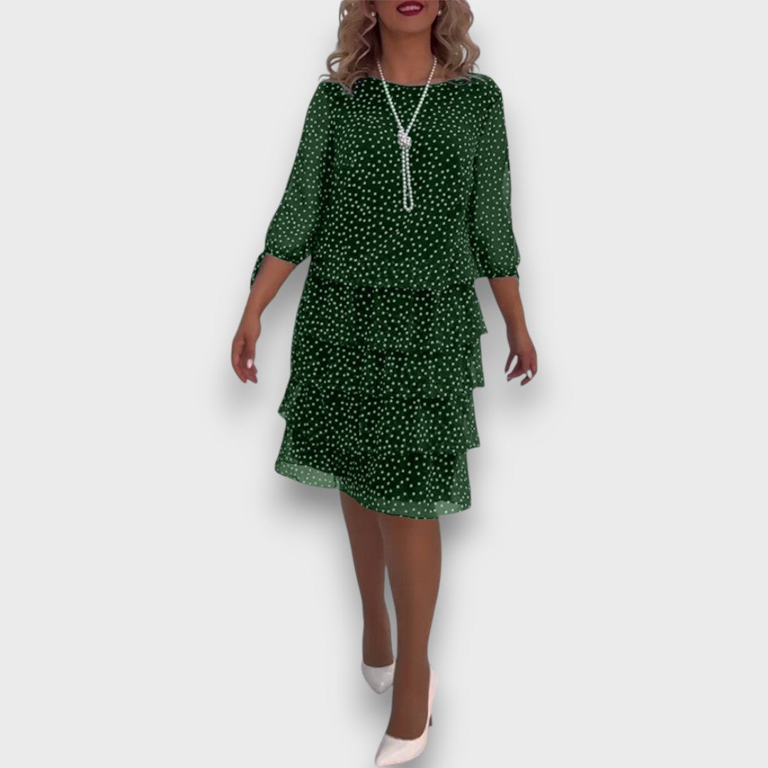 Marleia – Polka-Dot Layered Elegance Dress