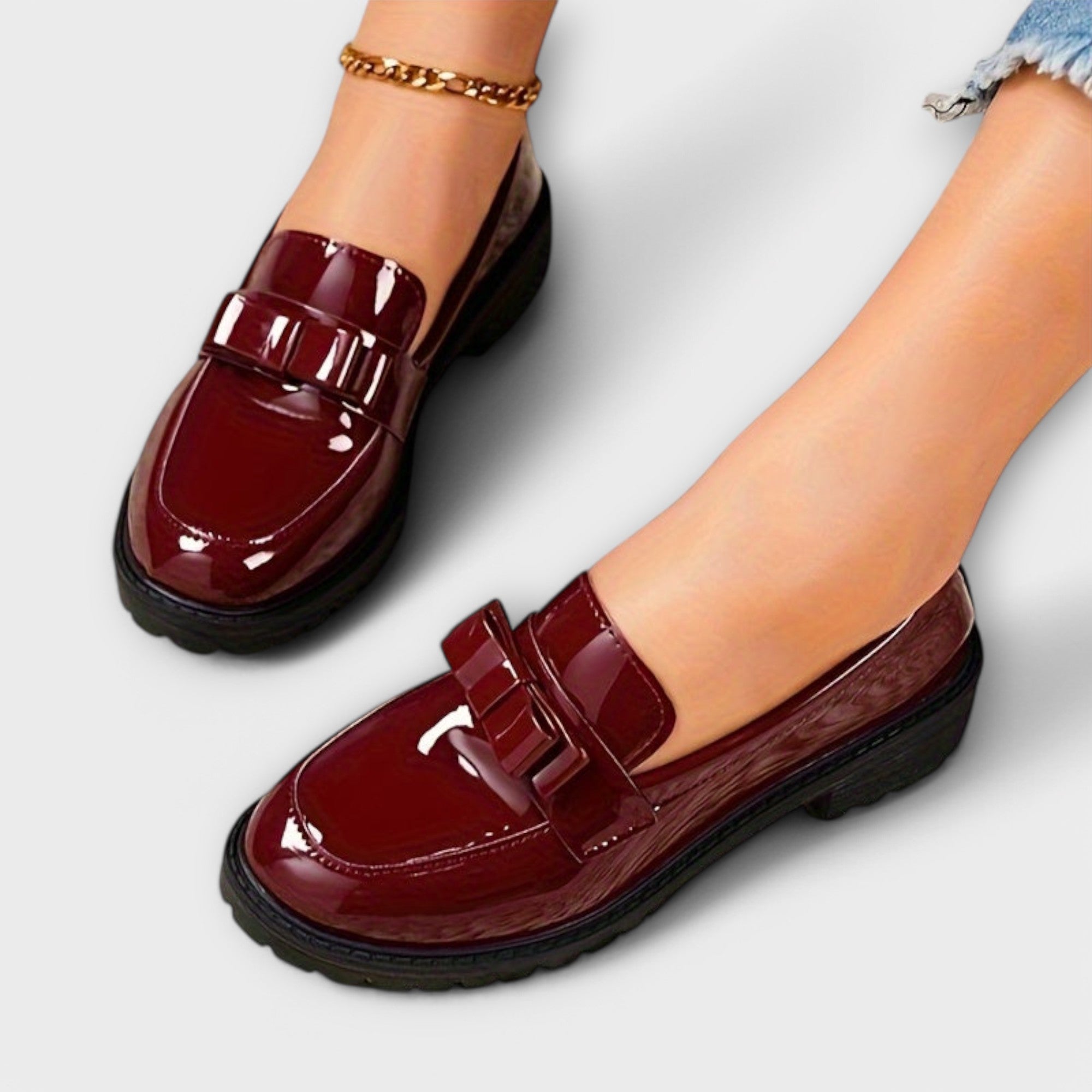 Camille – Patent Loafer with Bow Detail and Profile Sole