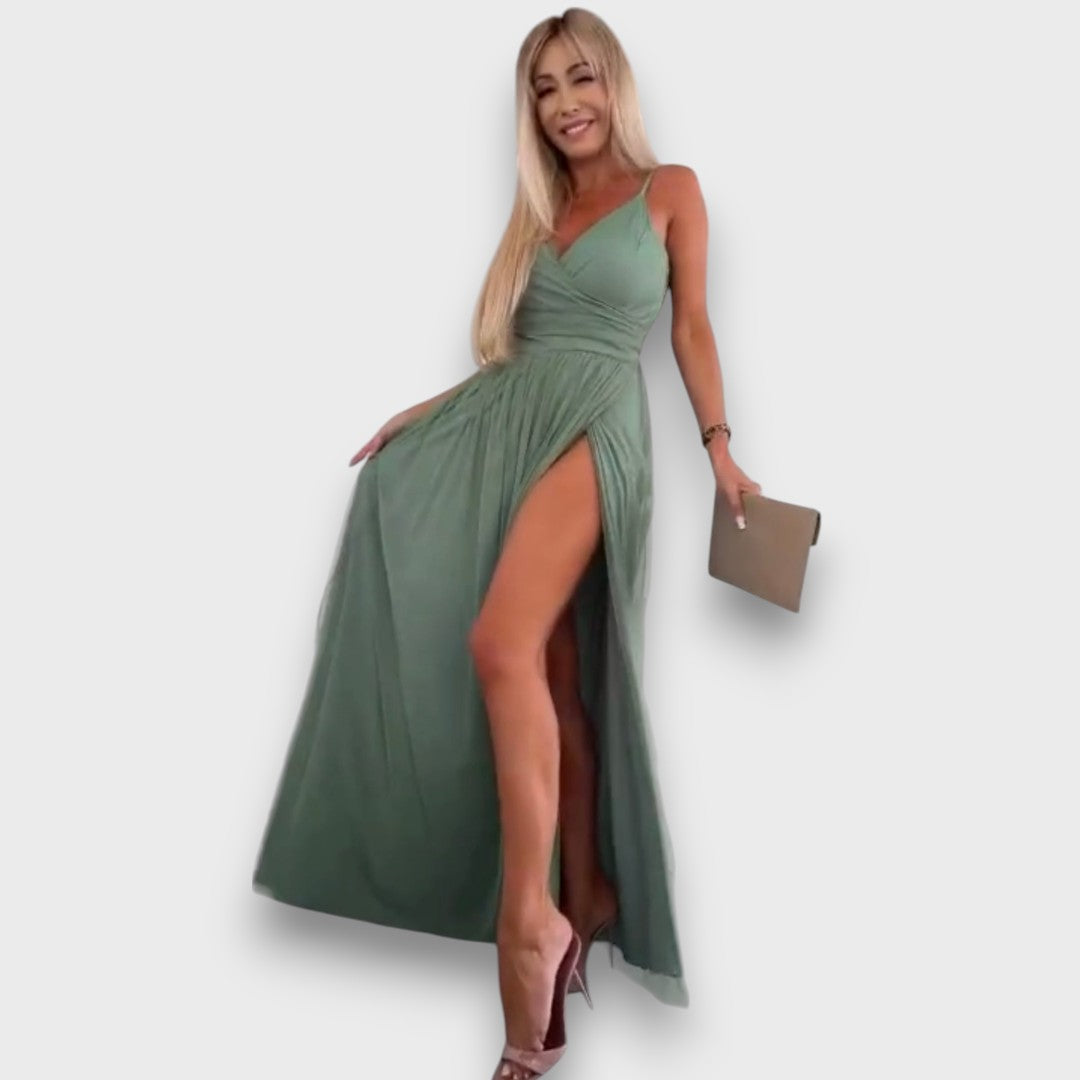 Nausica – Flowing Dress with Slit and Spaghetti Straps