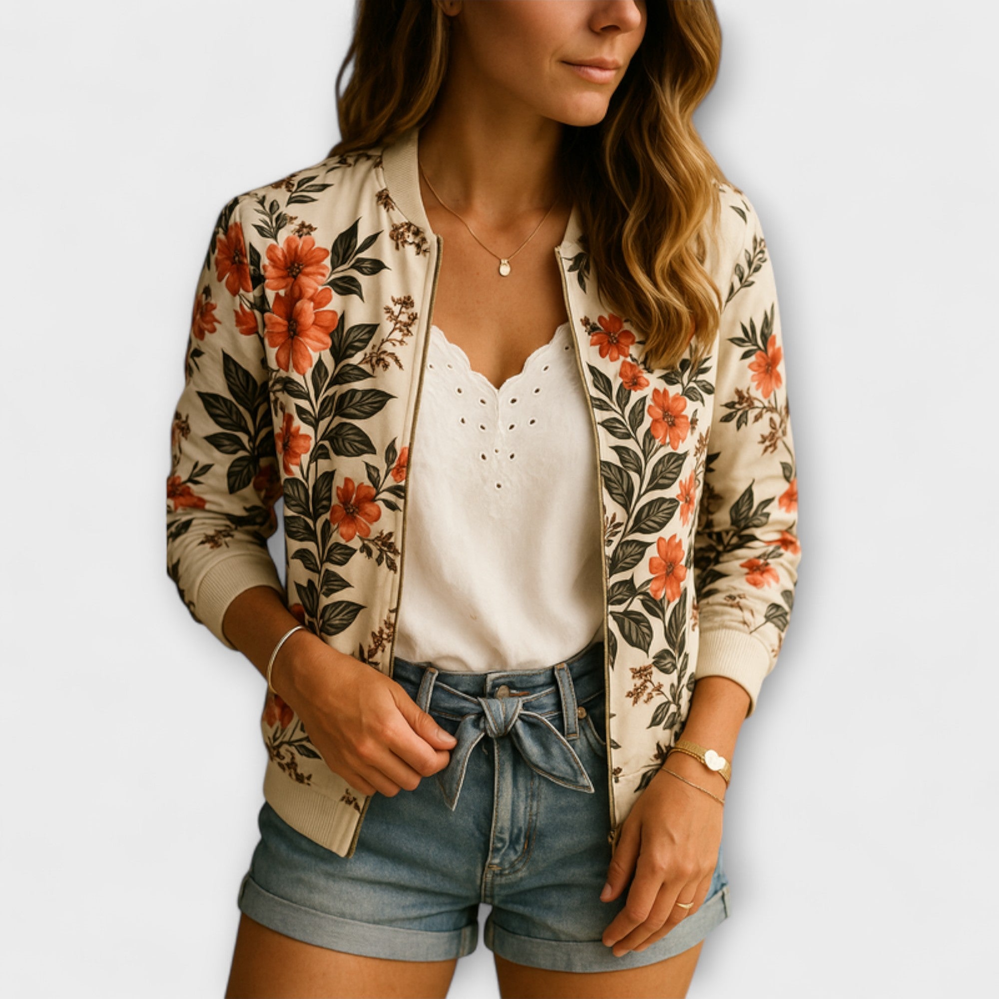 Kalira – Bomber Jacket with Floral Pattern