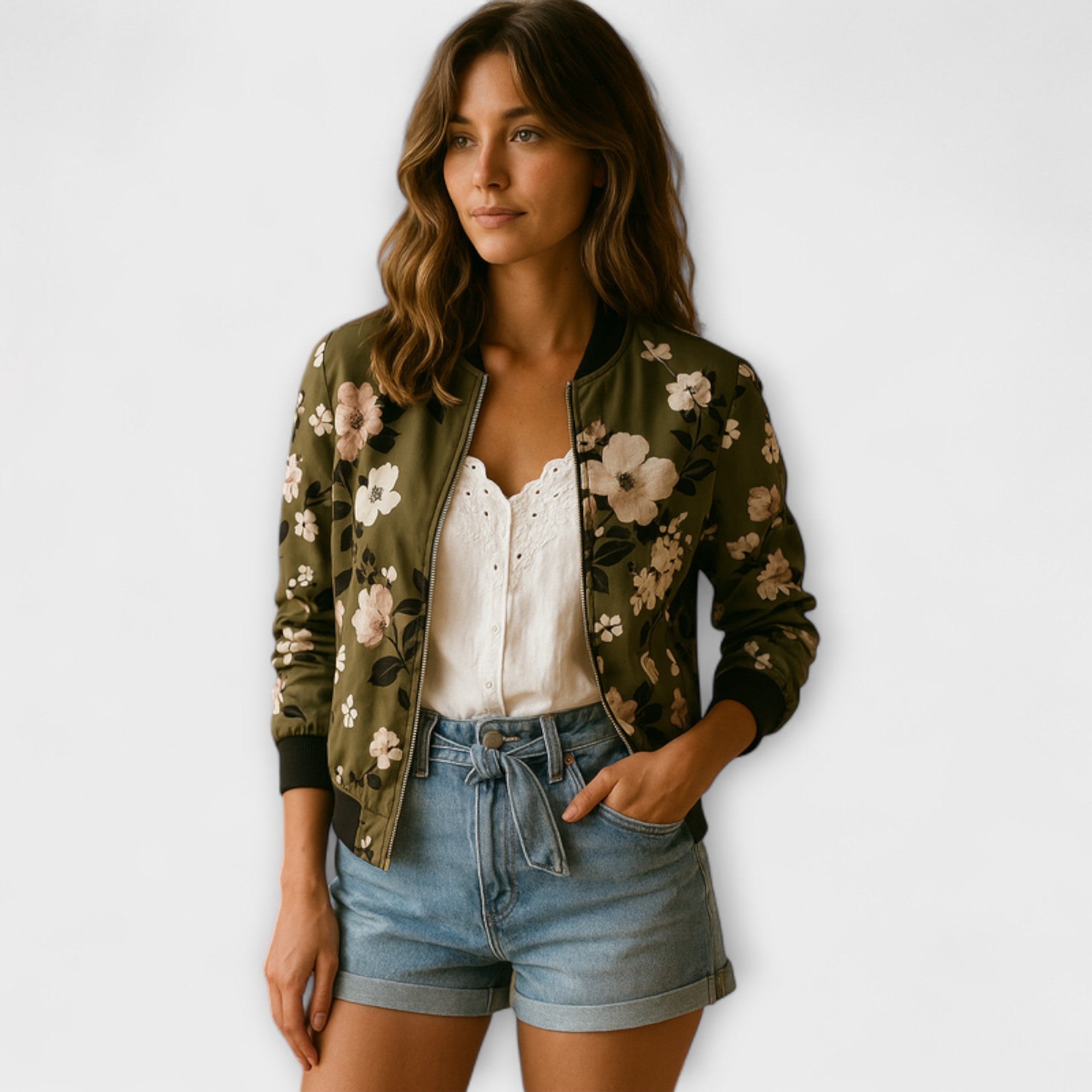Kalira – Bomber Jacket with Floral Pattern