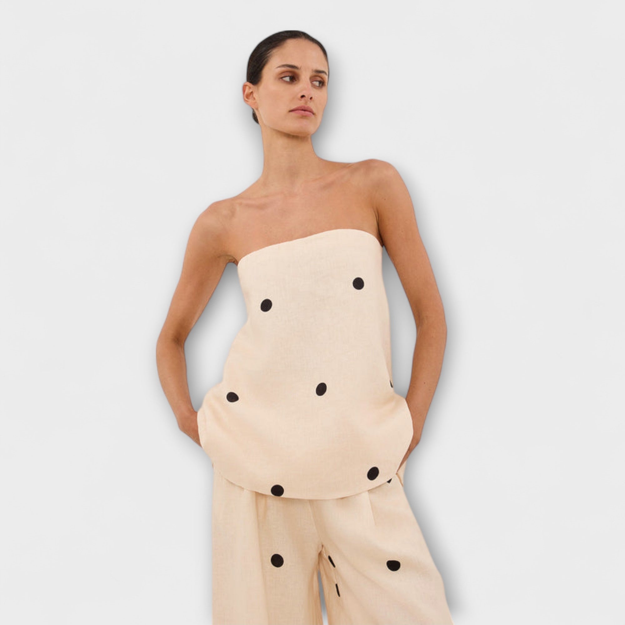 Milana – Polka Dot Set with Off-the-Shoulder Top