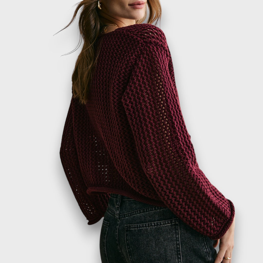 Jessa – Knit Cardigan in Burgundy