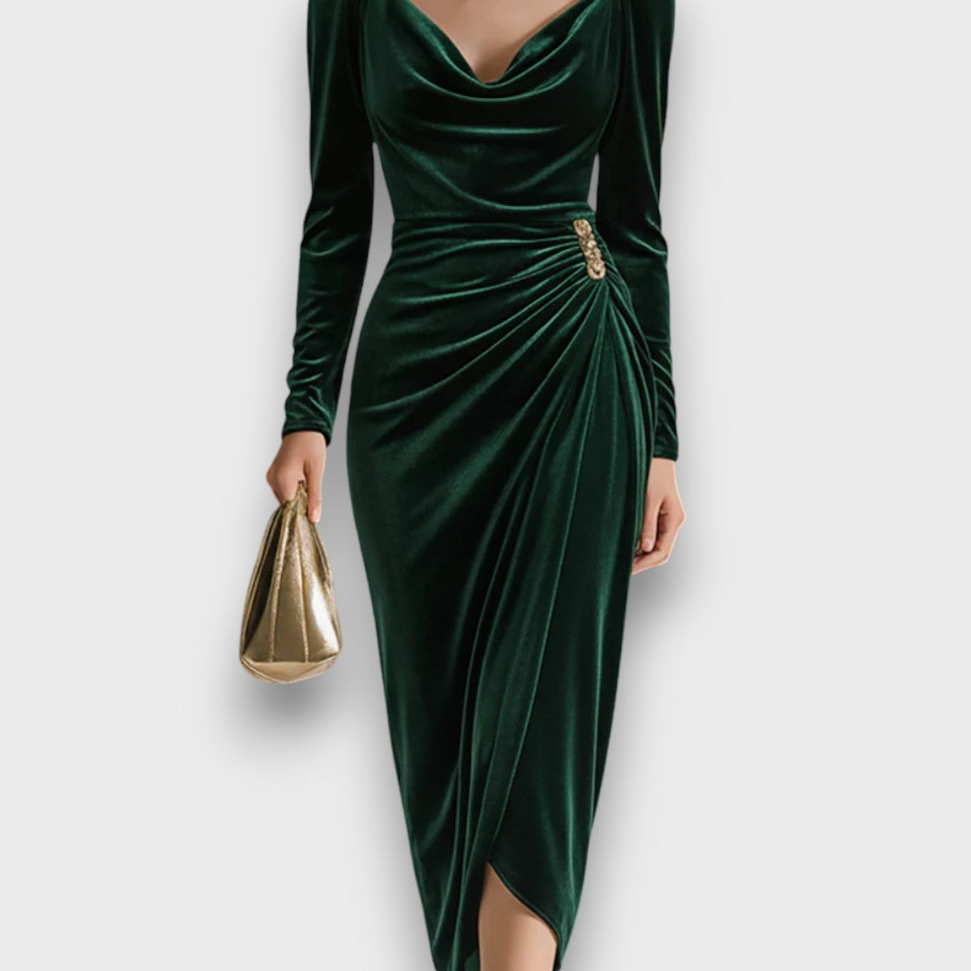 Juliette - Draped Velvet Midi Dress