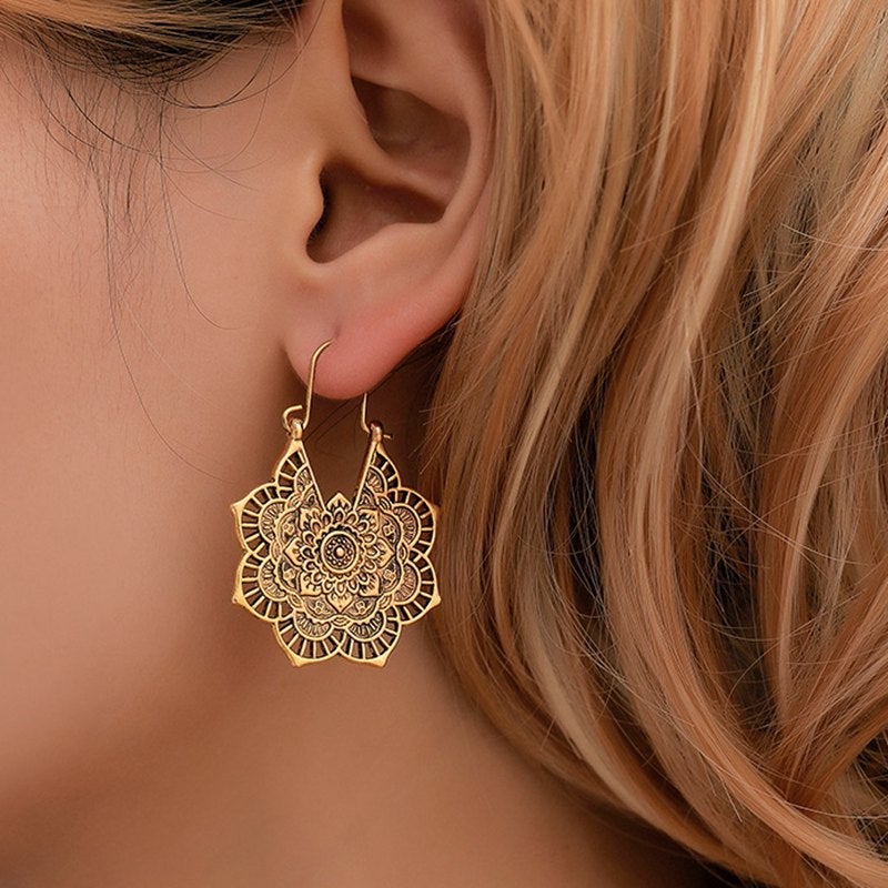 Earrings with Lotus Mandala