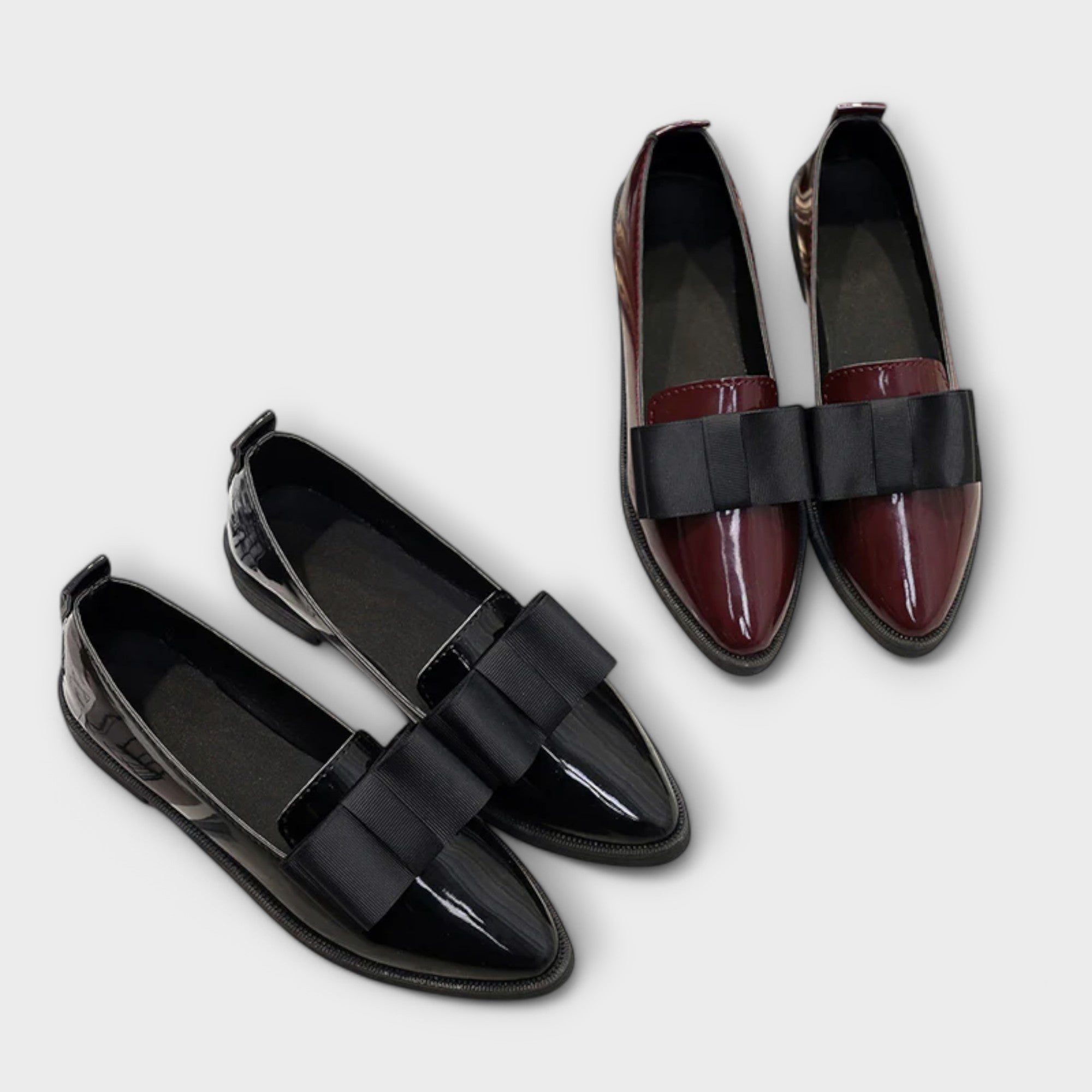 Maribel – Gloss Loafers with Bow Detail