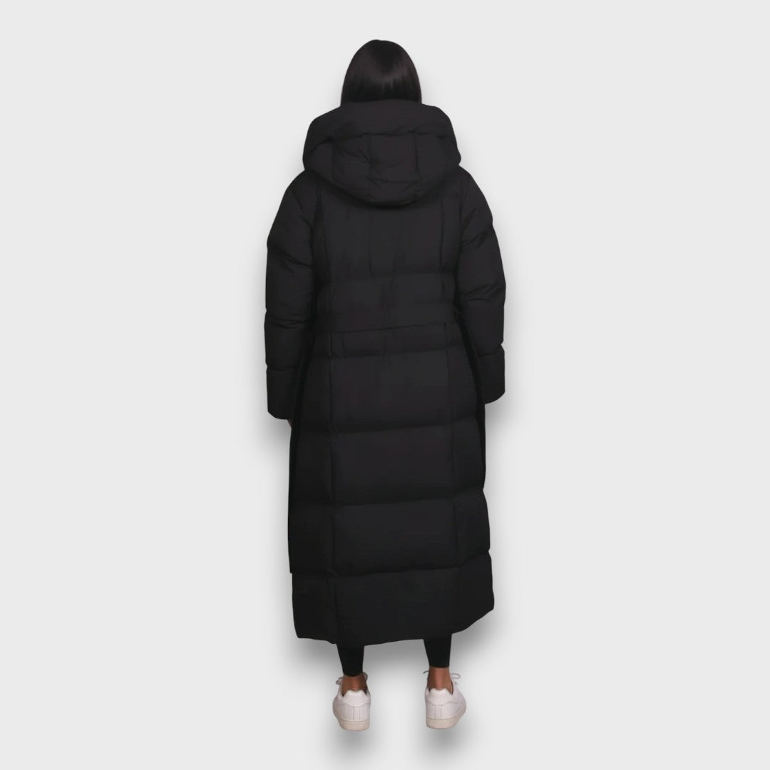 Elisse – Belted Full-Length Winter Puffer Coat