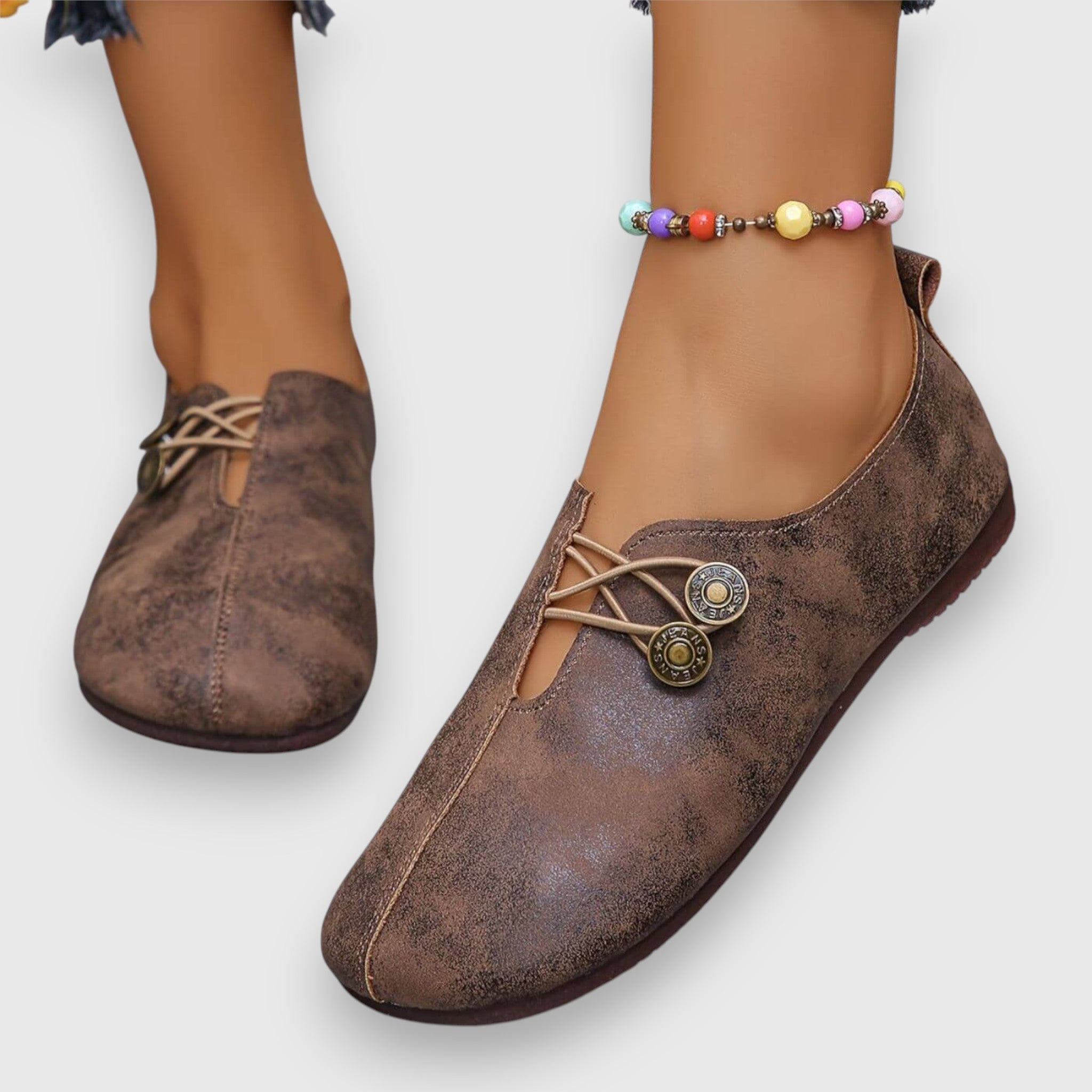 Halessia – Soft Slippers with Vintage Button Detail