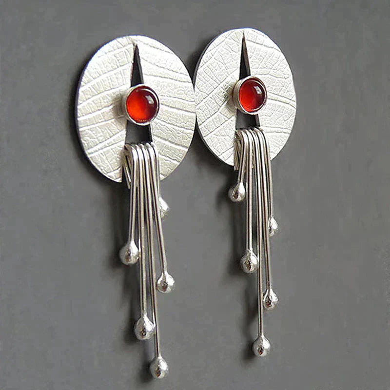 Pevena – Hanging Earrings with Red Accent