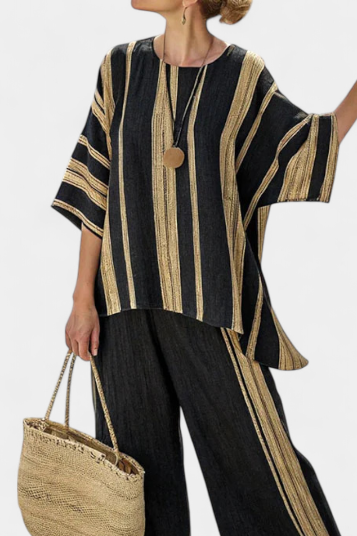 Calden | Comfortable Oversized Striped Top & Relaxed Pants