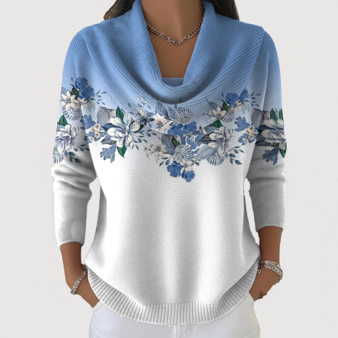 Alora – Soft Drape-Neck Floral Knit