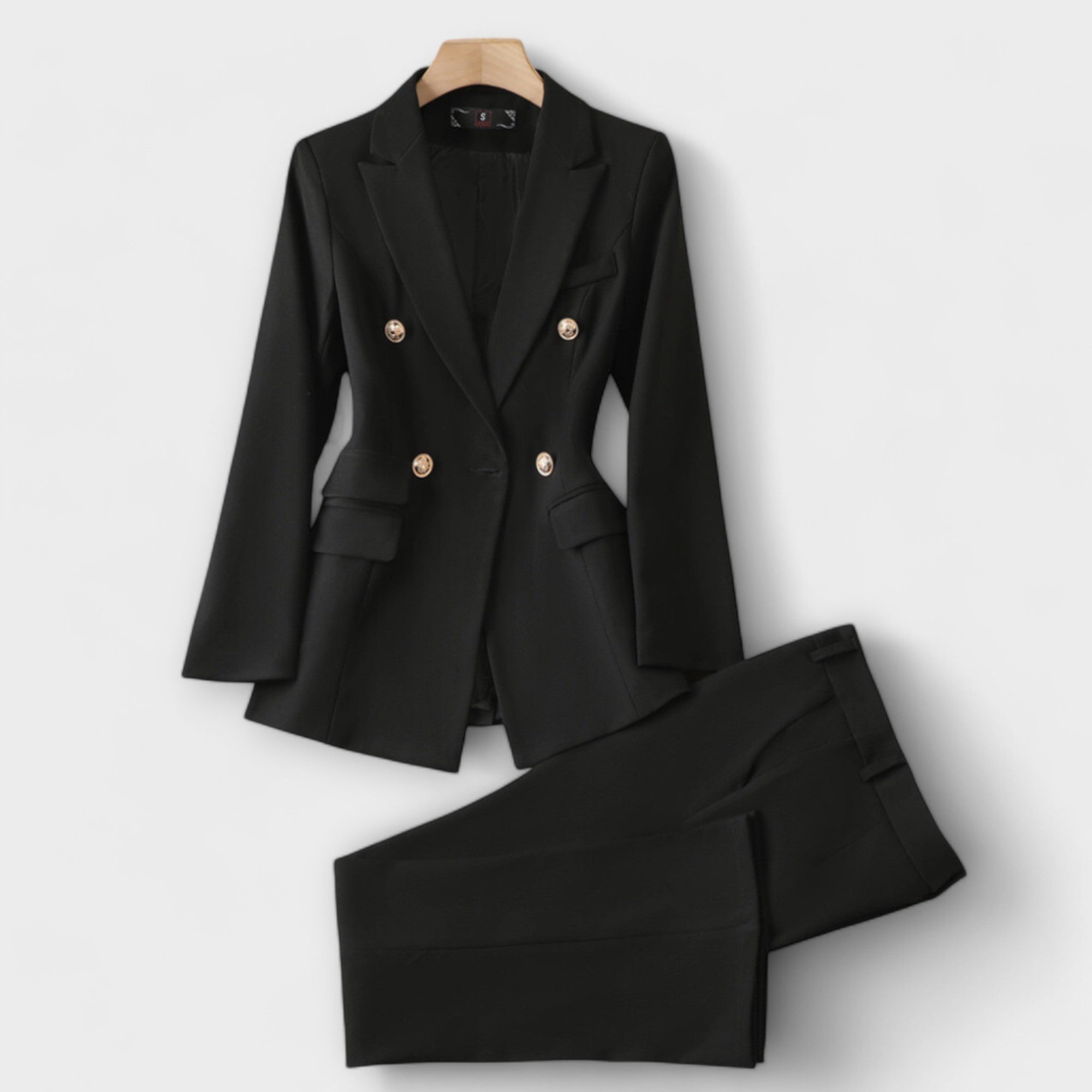 Celinair – White Tailored Suit with Gold Buttons