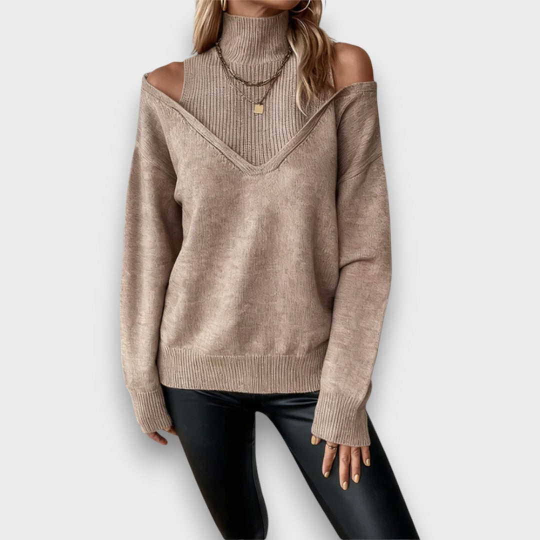 Lanie – Off-Shoulder Turtleneck Sweater