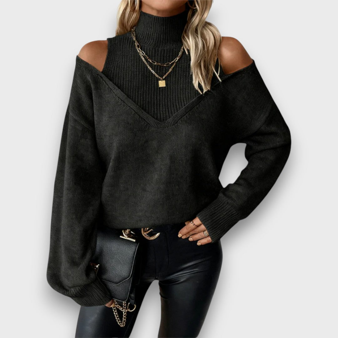 Lanie – Off-Shoulder Turtleneck Sweater