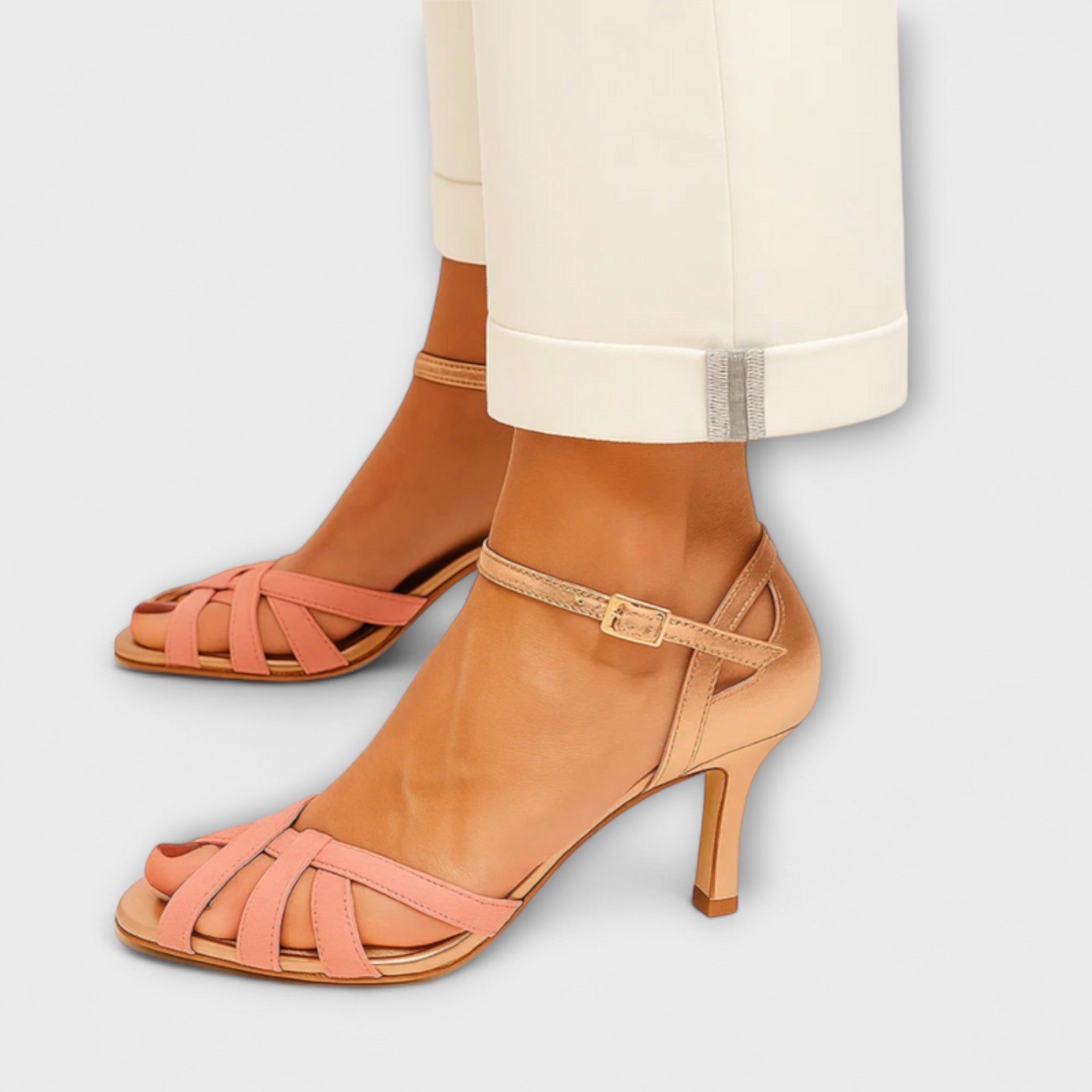 Philena – Strappy Sandals with Golden Accent