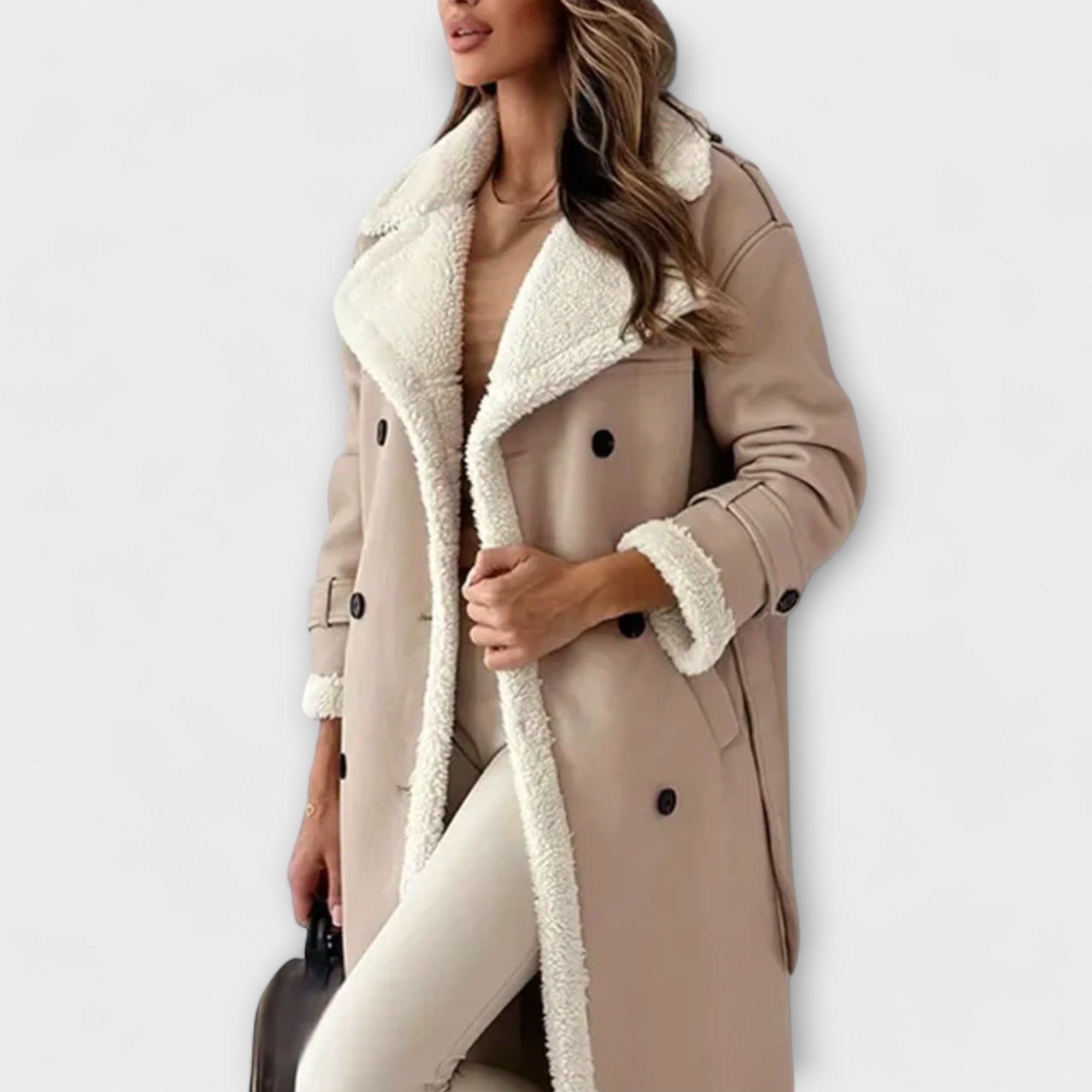 Maria – Long classic jacket with cozy collar