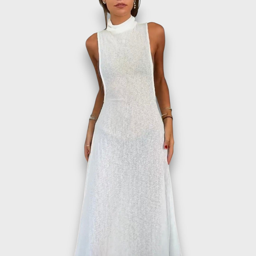 Mirelline – Long Dress with Stand-Up Collar