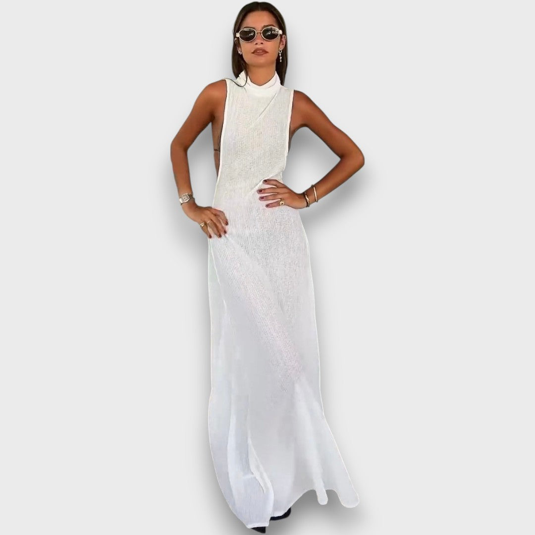 Mirelline – Long Dress with Stand-Up Collar