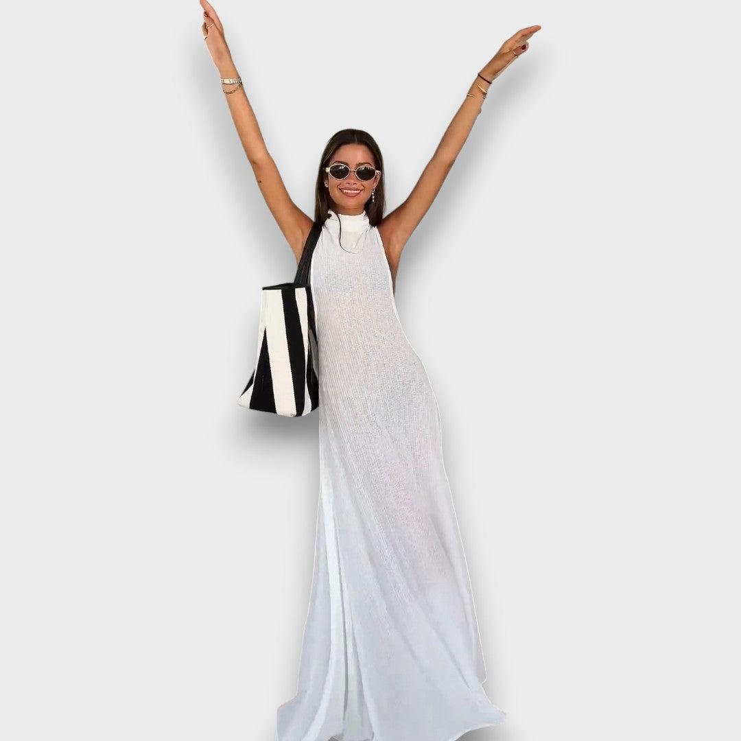 Mirelline – Long Dress with Stand-Up Collar