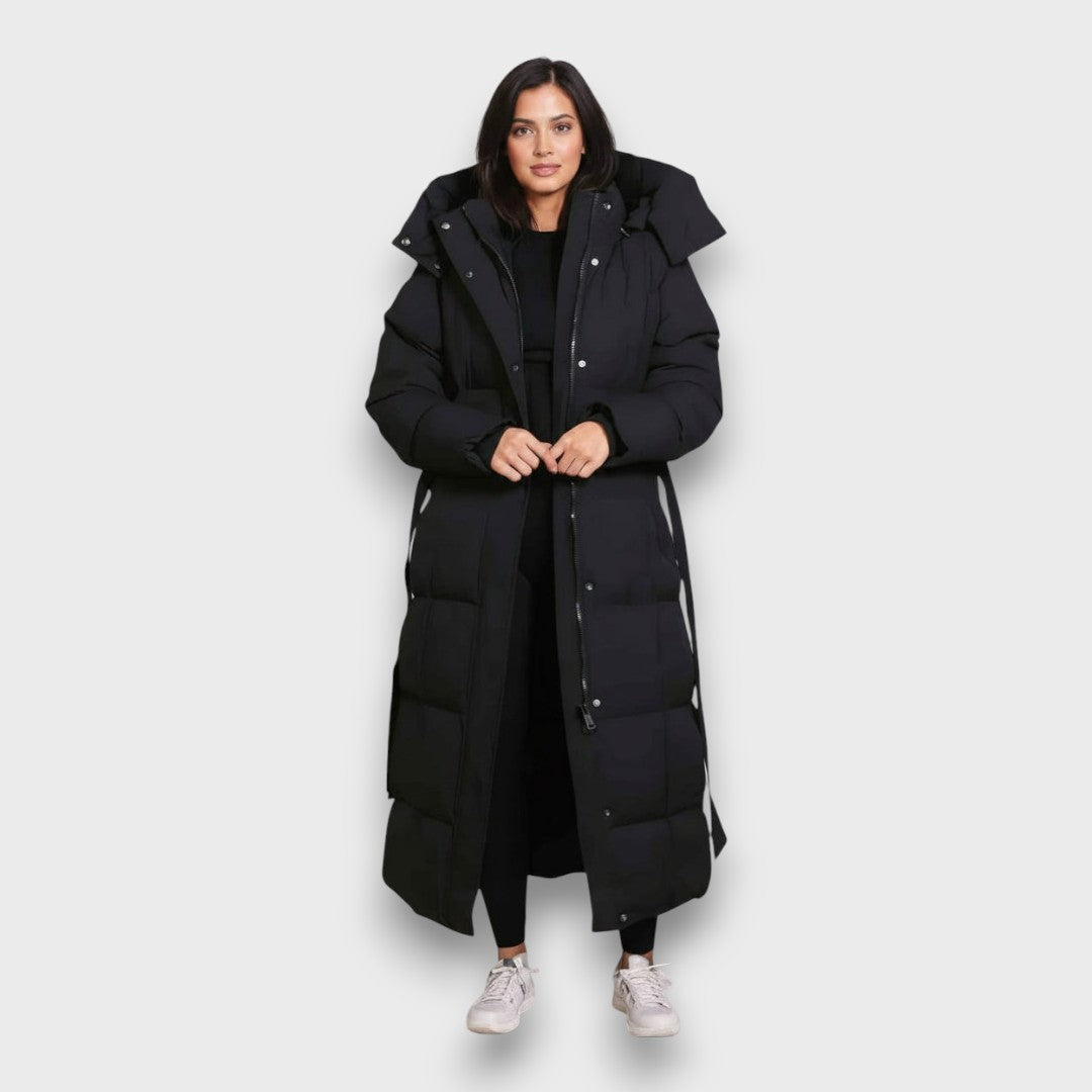 Elisse – Belted Full-Length Winter Puffer Coat