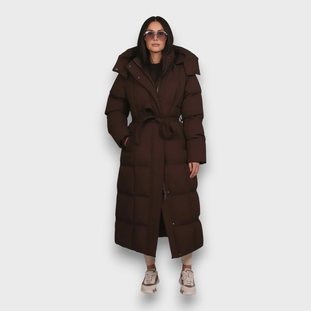 Elisse – Belted Full-Length Winter Puffer Coat