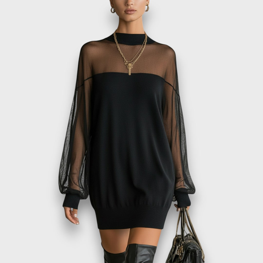 Nyela – Sheer Mesh Evening Mini Dress