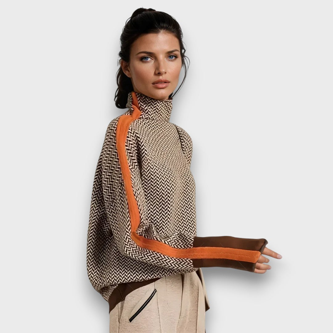 Eldora – Contrast stripe turtleneck sweater