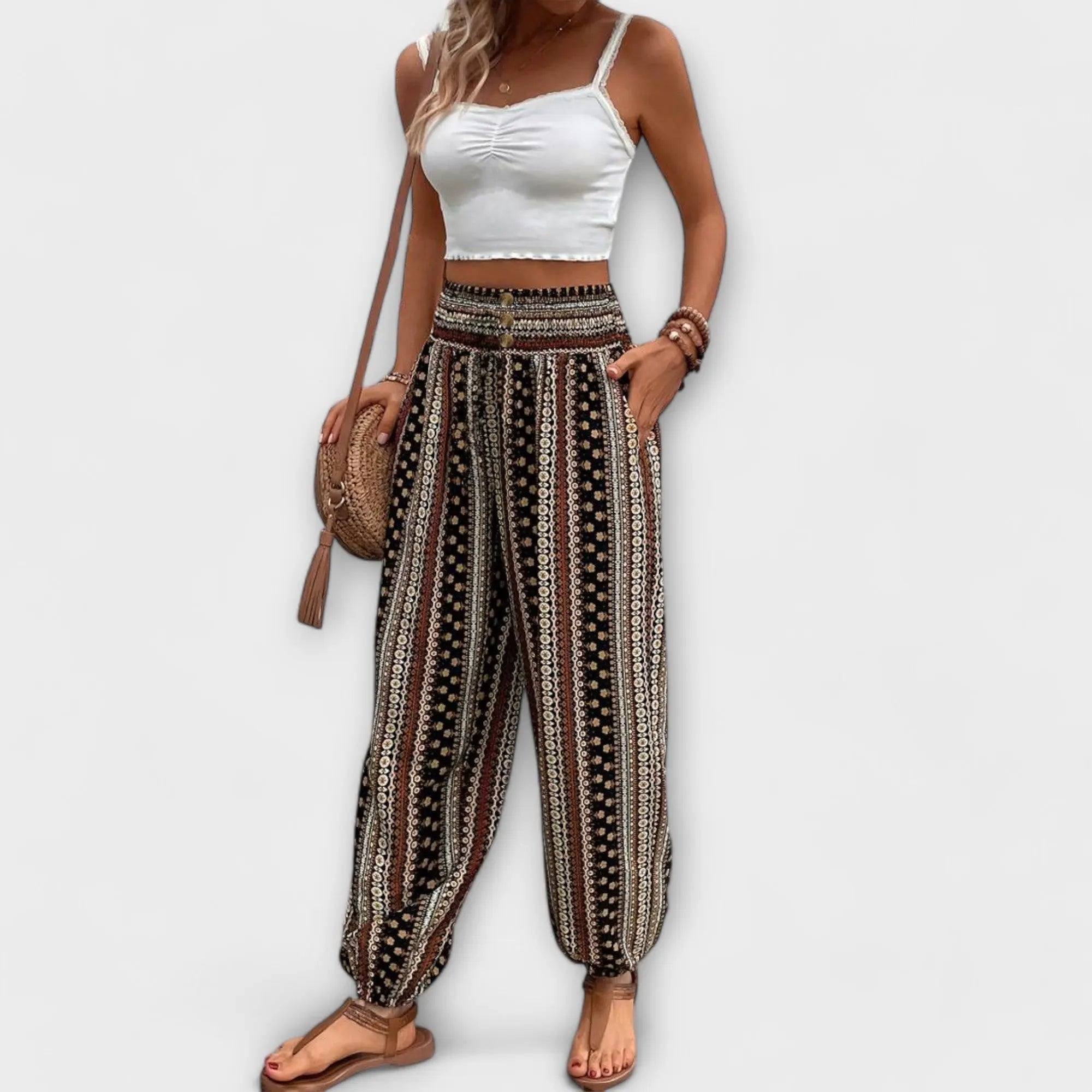 Scarletta – Wide Trousers with Ethno Pattern