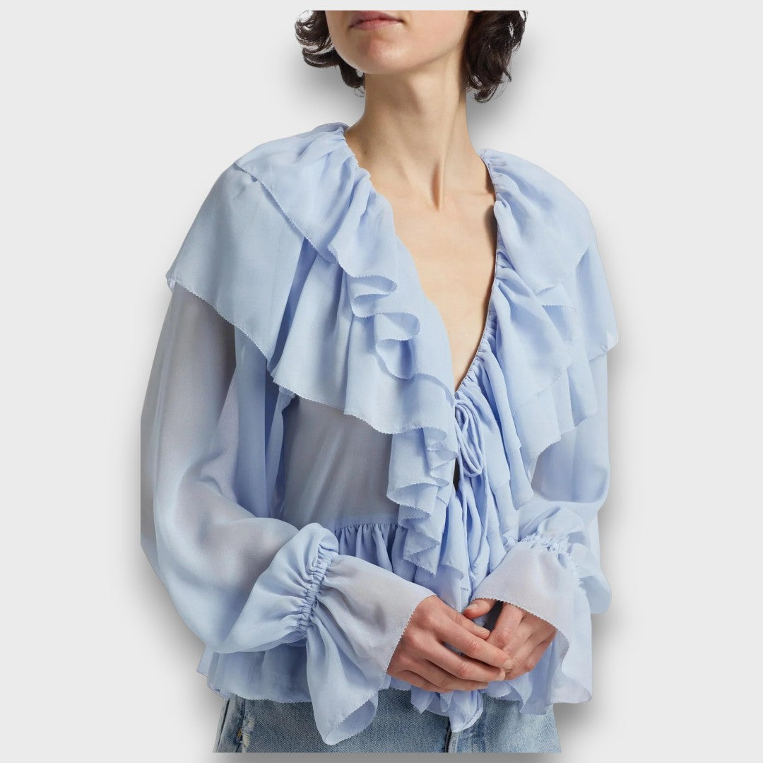 Elorie – Playful Ruffle Blouse with Retro Flair