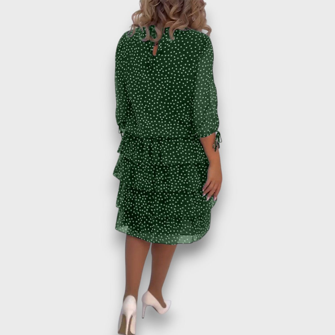 Marleia – Polka-Dot Layered Elegance Dress