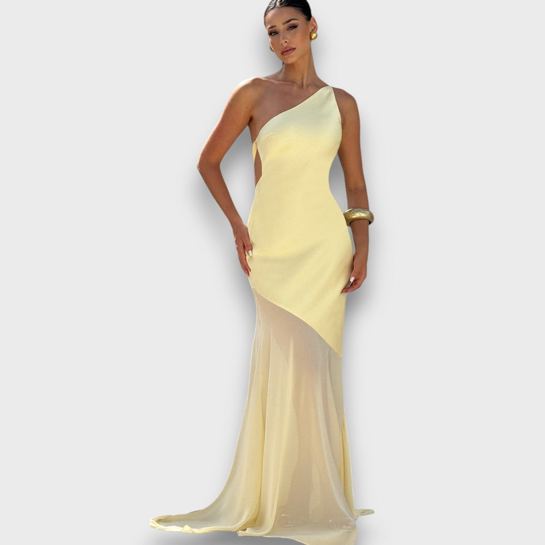 Luméa – Asymmetrical Evening Dress with Transparency