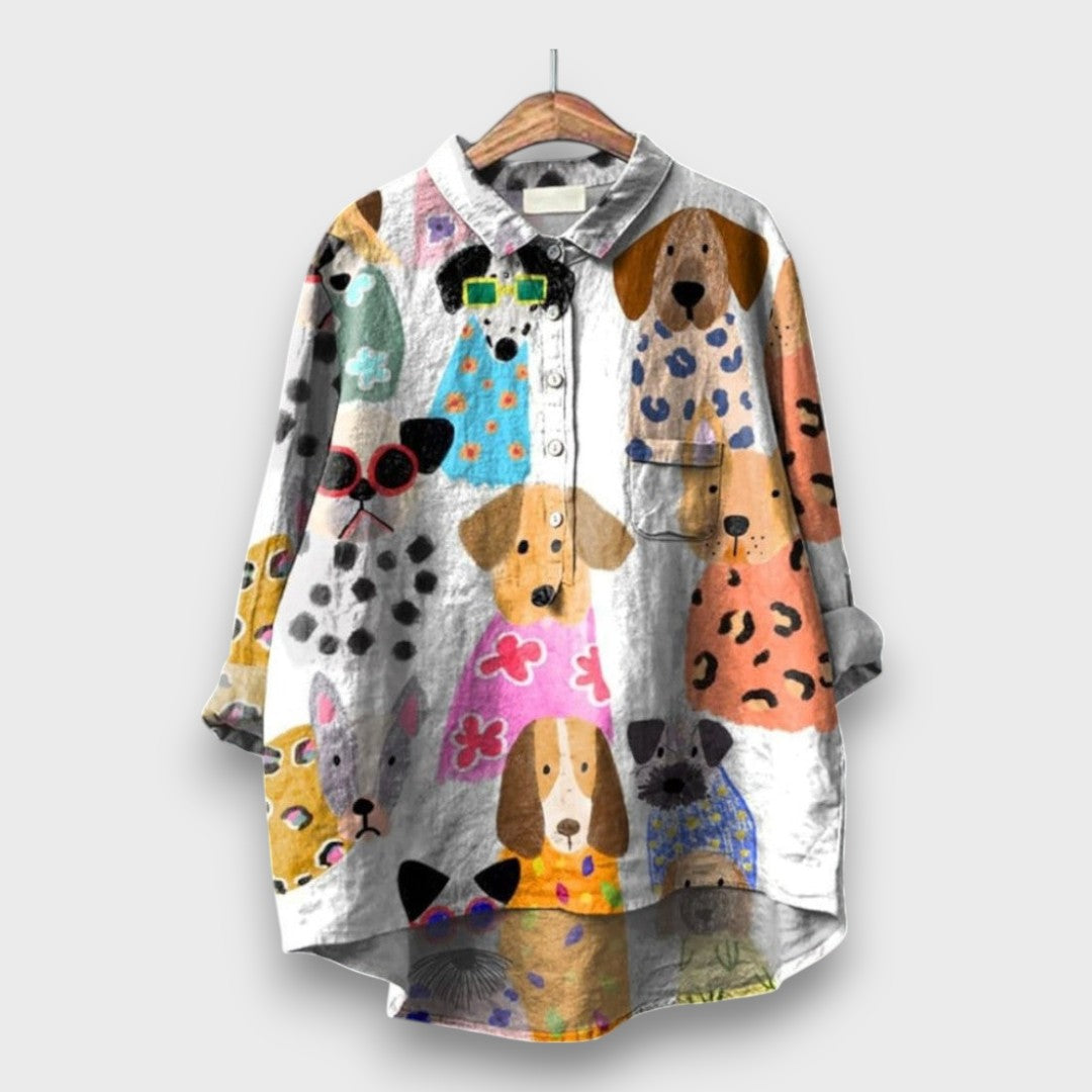 Lunora – Blouse with Playful Animal Print