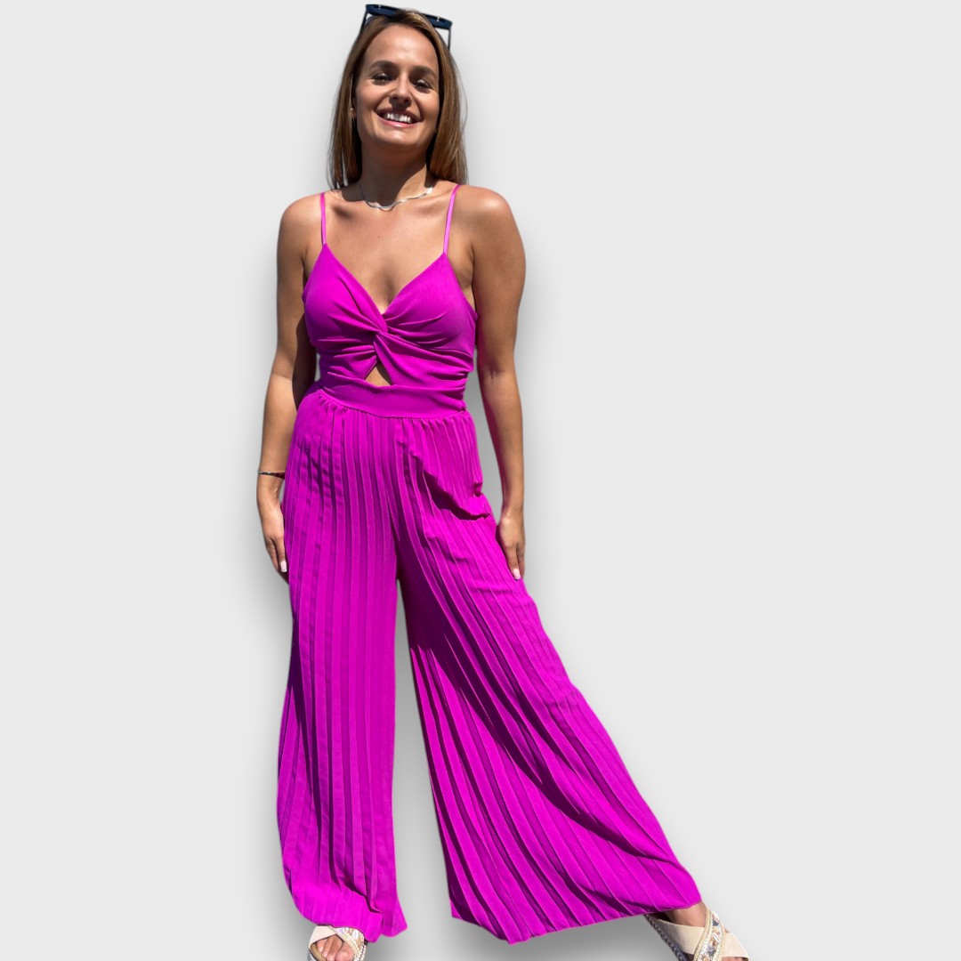 Elisa – Combo Jumpsuit in Violet with Twist Detail