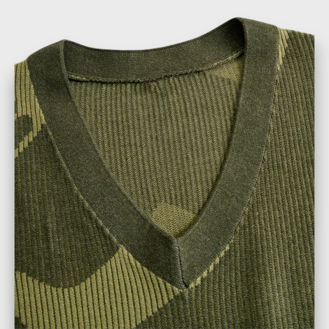 Ysolde – Olive Camo Knit Fringe Maxi Dress