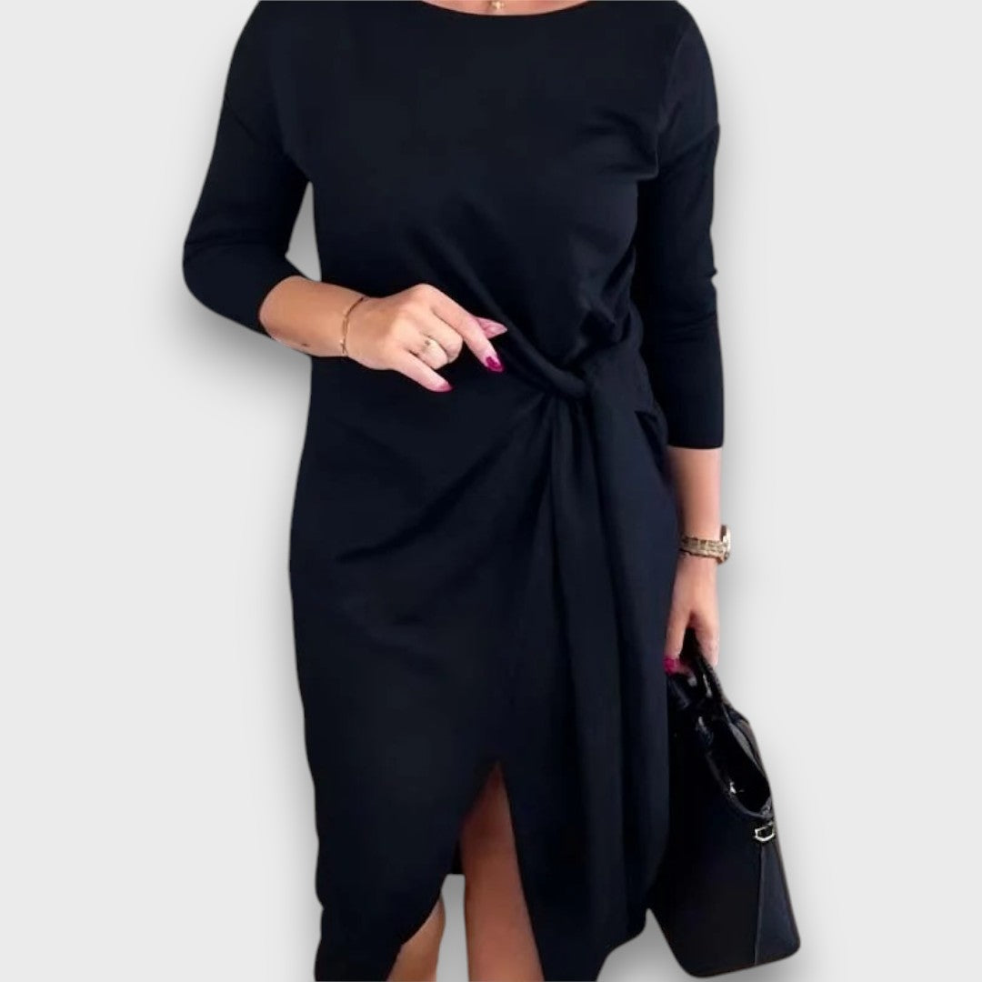 Alinelle – Elegant Tie-Waist Dress with Side Slit